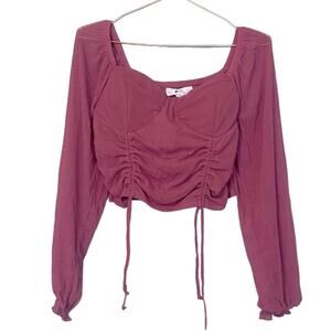 Madden NYC Fitted Top with Ruched Tie - Size Large